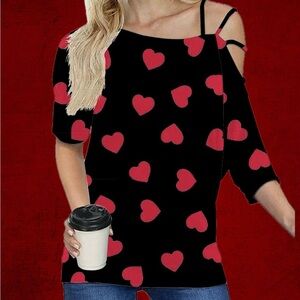 Heart Pattern Off-Shoulder Top